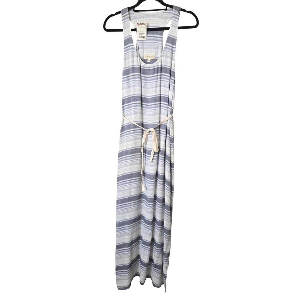 Cloth & Stone Womens M Maxi Dress Blue White Striped Racerback